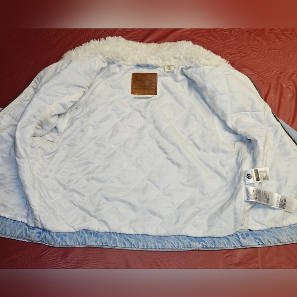 Levis Premium Retro Sherpa Trucker Jacket  Long Zip Bell Sleeves szM E.U.C. - Picture 6 of 12